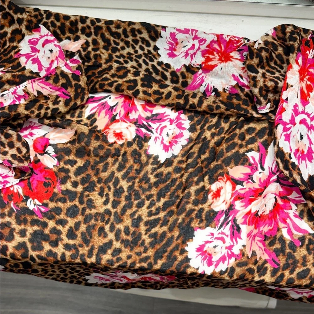 Leopard Print Floral Swimsuit Skirt Cover Up - Picture 1 of 6